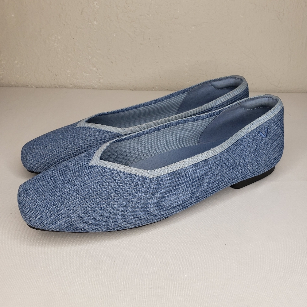 Vivaia Knit Elegant Blue Womens Square Toe Flats